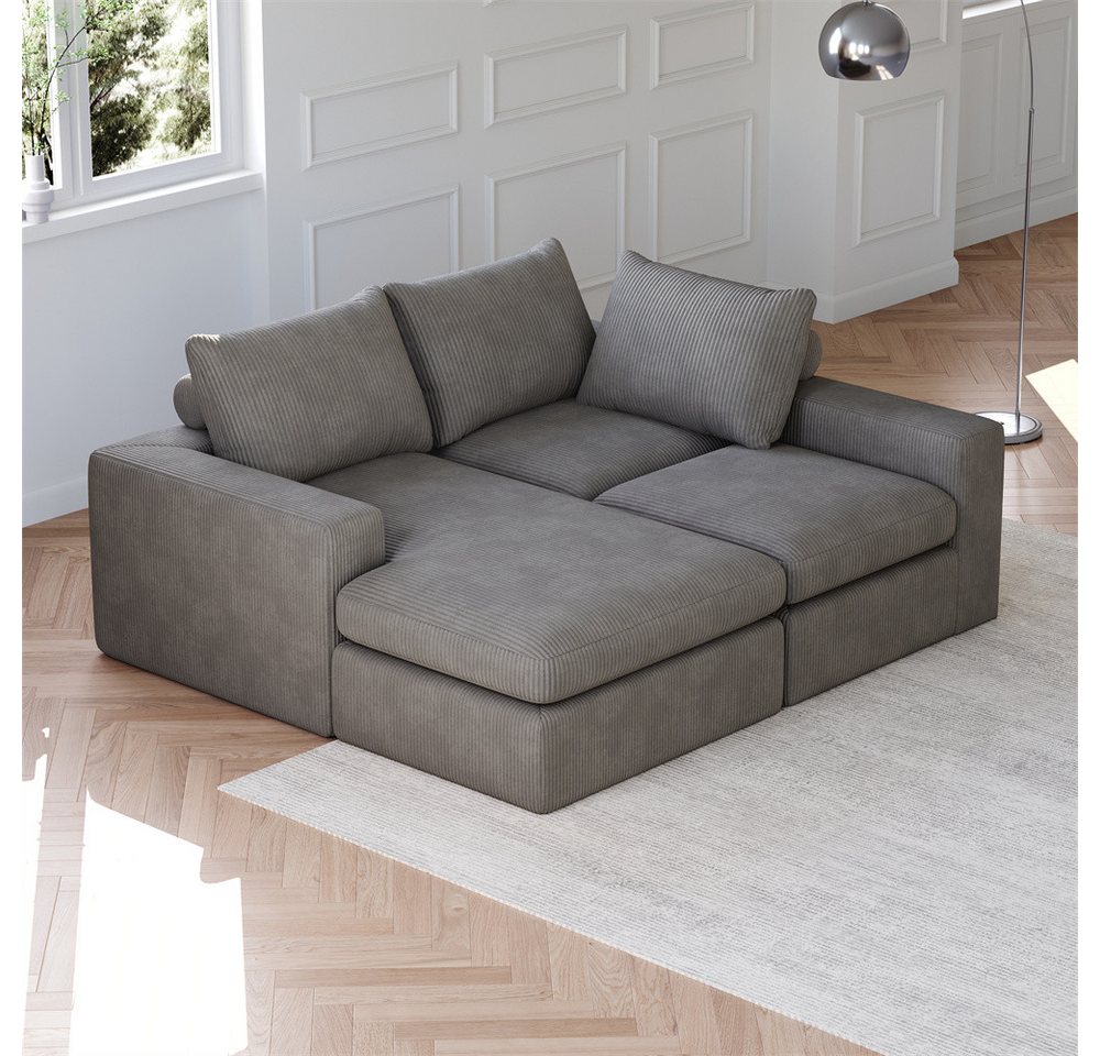 REDOM Ecksofa L-förmiges Cordsofa, mit Chaiselongue, 3 Kissen & Nackenkissen, modulare Bauweise, verstellbare Liegeposition, hochelastischer Schaumstoff 1 Teile, mit Relaxfunktion REDOM Ecksofa L-förmiges Cordsofa, mit Chaiselongue, 3 Kissen & Nackenkissen, modulare Bauweise, verstellbare Liegeposition, hochelastischer Schaumstoff 1 Teile, mit Relaxfunktion von REDOM