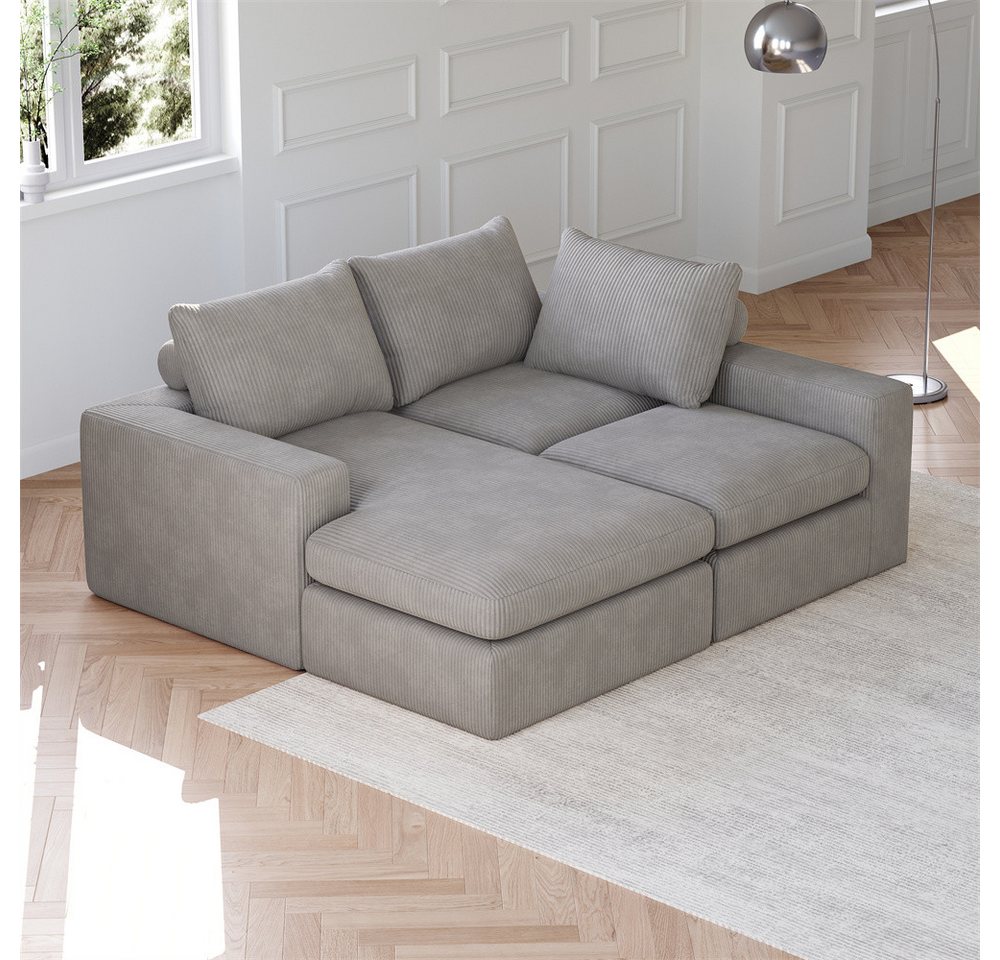 REDOM Ecksofa L-förmiges Cordsofa, mit Chaiselongue, 3 Kissen & Nackenkissen, modulare Bauweise, verstellbare Liegeposition, hochelastischer Schaumstoff 1 Teile, mit Relaxfunktion REDOM Ecksofa L-förmiges Cordsofa, mit Chaiselongue, 3 Kissen & Nackenkissen, modulare Bauweise, verstellbare Liegeposition, hochelastischer Schaumstoff 1 Teile, mit Relaxfunktion von REDOM
