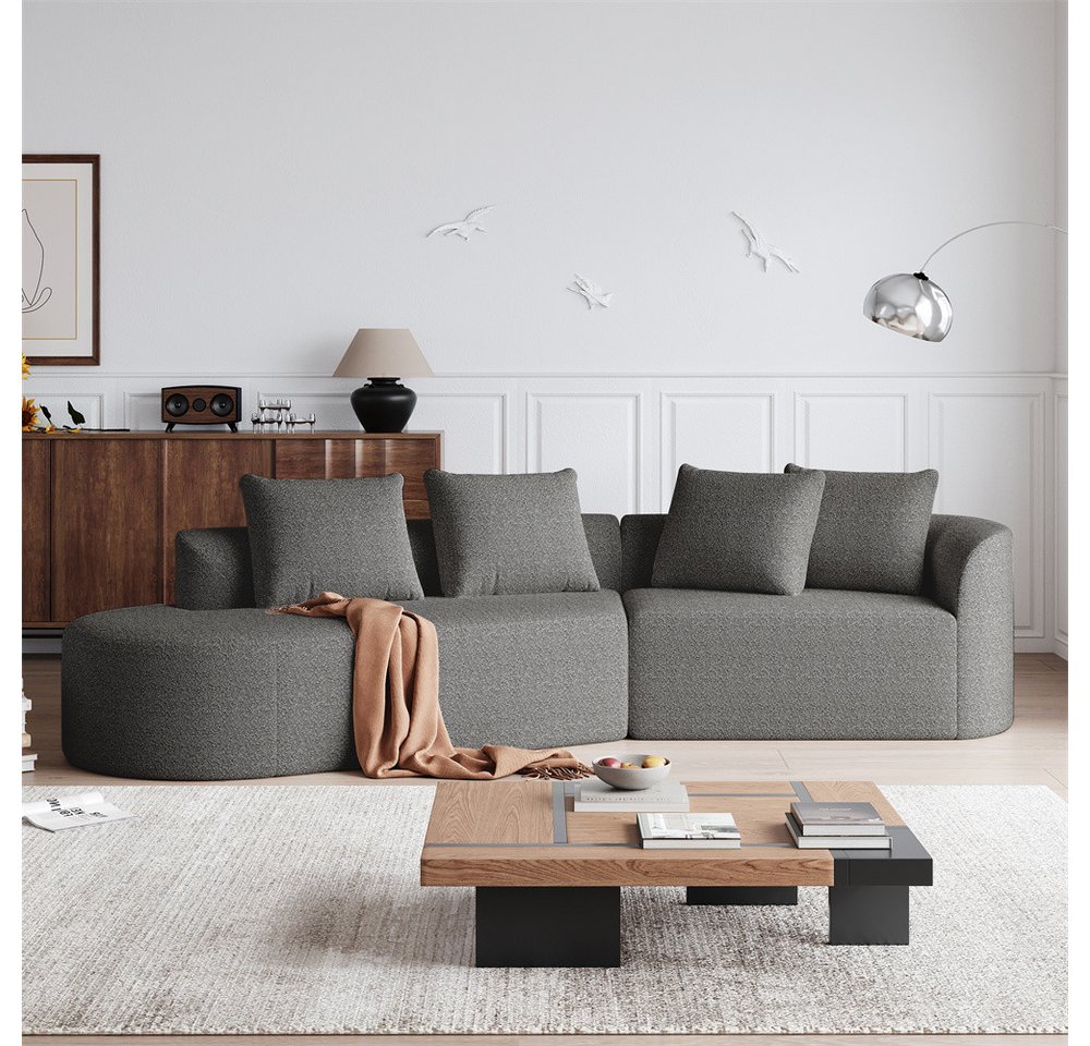 REDOM Ecksofa Modernes Chenille-Sofa, 4-Sitzer, übergroß & modern gepolstert, geschwungenes Ecksofa mit extra tiefer Sitzfläche & 4 Kissen 1 Teile, mit Relaxfunktion REDOM Ecksofa Modernes Chenille-Sofa, 4-Sitzer, übergroß & modern gepolstert, geschwungenes Ecksofa mit extra tiefer Sitzfläche & 4 Kissen 1 Teile, mit Relaxfunktion von REDOM