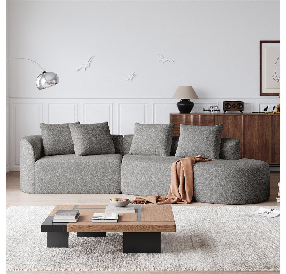 REDOM Ecksofa Modernes Chenille-Sofa, 4-Sitzer, übergroß & modern gepolstert, geschwungenes Ecksofa mit extra tiefer Sitzfläche & 4 Kissen 1 Teile, mit Relaxfunktion REDOM Ecksofa Modernes Chenille-Sofa, 4-Sitzer, übergroß & modern gepolstert, geschwungenes Ecksofa mit extra tiefer Sitzfläche & 4 Kissen 1 Teile, mit Relaxfunktion von REDOM