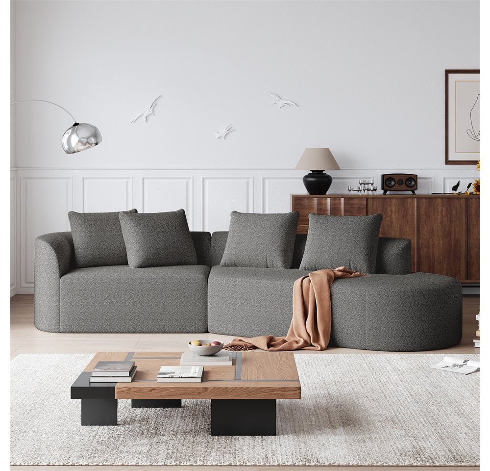 REDOM Ecksofa Modernes Chenille-Sofa, 4-Sitzer, übergroß & modern gepolstert, geschwungenes Ecksofa mit extra tiefer Sitzfläche & 4 Kissen 1 Teile, mit Relaxfunktion REDOM Ecksofa Modernes Chenille-Sofa, 4-Sitzer, übergroß & modern gepolstert, geschwungenes Ecksofa mit extra tiefer Sitzfläche & 4 Kissen 1 Teile, mit Relaxfunktion von REDOM