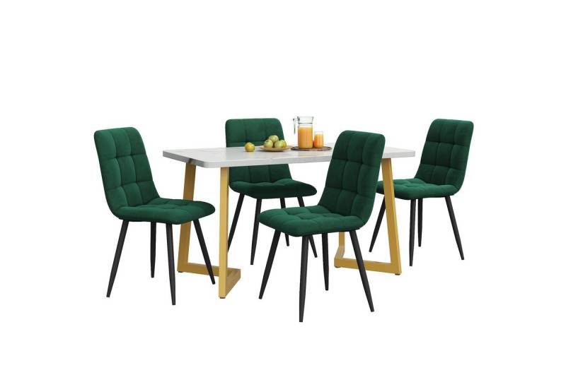 REDOM Essgruppe Ein Tisch und vier Stühle, (5-tlg), Küchetisch Esszimmerstuhl Set, Metallbeine von REDOM