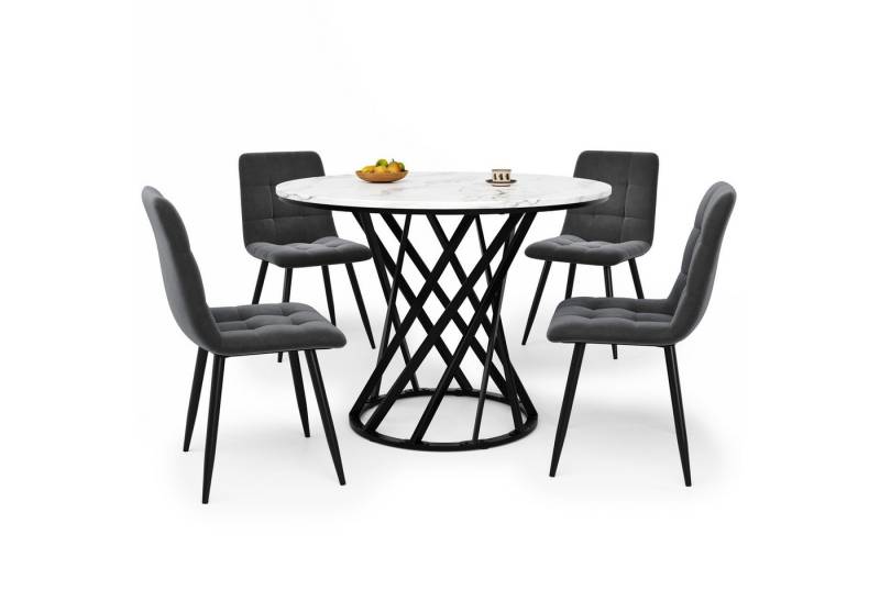 REDOM Essgruppe Moderner runder Esstisch,Esstisch-Set, (Stuhl:44*41*86 Esstisch:Durchmesser 80 cm, Höhe 76 cm) von REDOM