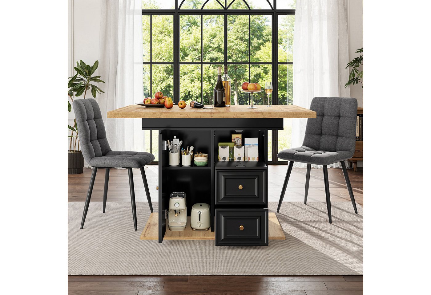 REDOM Esstisch Flexibler Kompakter Küchentisch (Ausziehbarer Esstisch Holzmaserung, Stauraum, ideal für Küche, Wohnzimmer und Terrassen – Platz für bis zu 6 Personen, zeitloses Design, 1-St., 110-140×80 cm) REDOM Esstisch Flexibler Kompakter Küchentisch (Ausziehbarer Esstisch Holzmaserung, Stauraum, ideal für Küche, Wohnzimmer und Terrassen – Platz für bis zu 6 Personen, zeitloses Design, 1-St., 110-140×80 cm) von REDOM