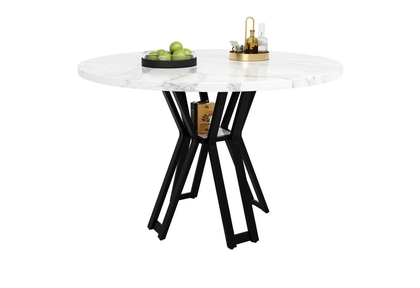 REDOM Esstisch Moderner Küchentisch (für 4-6 Personen – Marmor MDF Tischplatte, Höhenverstellbare Metallbeine, Ideal für Esszimmer & Wohnzimmer, 100 x 100 x 76 cm) von REDOM