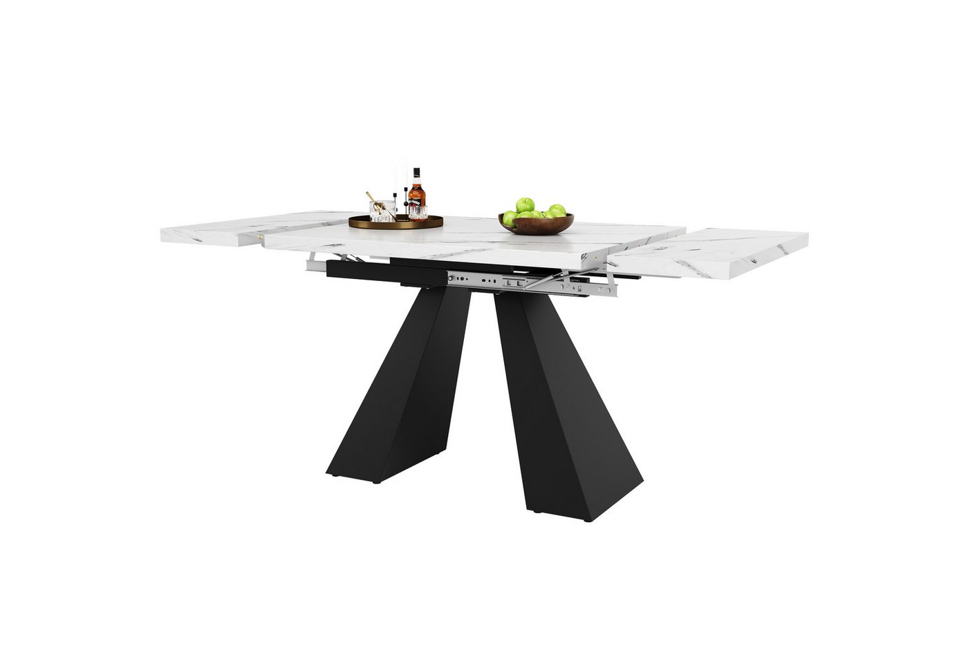 REDOM Esstisch Modernes Küchendining,Dining Table,Esstisch Teleskoptisch (Teleskoptisch Ausziehbar (99-159 cm) mit Marmor-Oberfläche & Carbonstahl-Beinen – Flexibler Esstisch für Homeoffice, Wohnzimmer & Küche, Platzsparend & Stabile Konstruktion für 60 kg Belastung, 1-St., 99-159 cm), Esstisch Teleskoptisch von REDOM