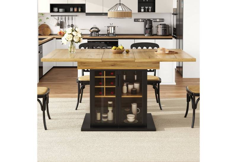 REDOM Esstisch für Küche & Wohnzimmer (mit Weinregal & Glasfront, Klappbarer Teleskoptisch für 4–6 Personen, Platzsparender Küchentisch für Wohnzimmer & Esszimmer, Modernes MDF-Design mit Soft-Close-System, 1-St., 110-140*80*76cm) REDOM Esstisch für Küche & Wohnzimmer (mit Weinregal & Glasfront, Klappbarer Teleskoptisch für 4–6 Personen, Platzsparender Küchentisch für Wohnzimmer & Esszimmer, Modernes MDF-Design mit Soft-Close-System, 1-St., 110-140*80*76cm) von REDOM