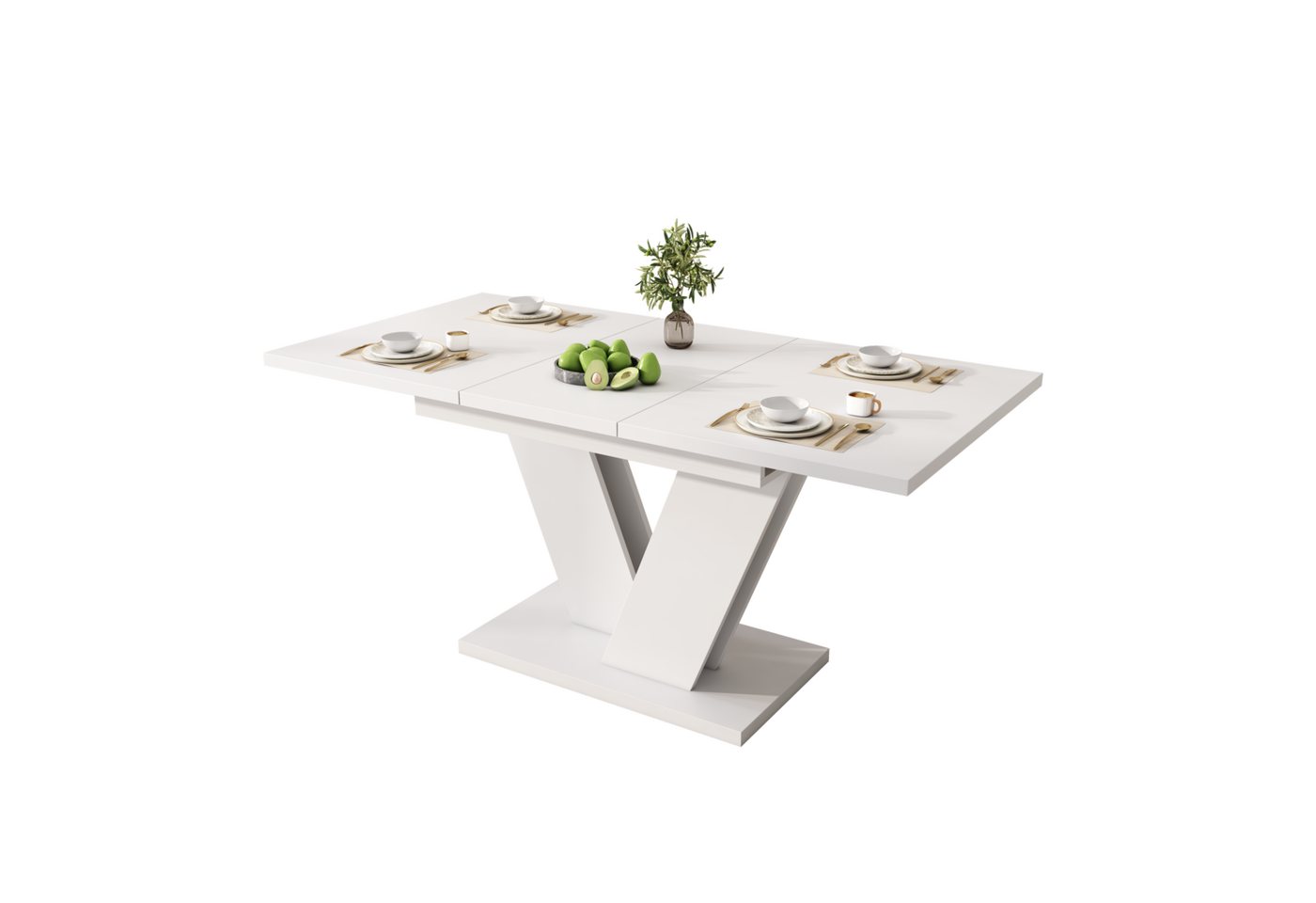 REDOM Esstisch mit V-förmigen Metallbeinen (120/160*80 cm, 1-St., funktional), flexibler für 4–6 Personen für Familienfeiern von REDOM