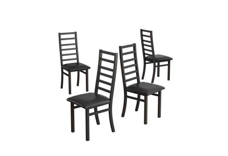 REDOM Esszimmerstuhl 4er-Set Esszimmerstühle (aus Metall, mit Stahlbeinen und Sitzflächen aus kunstleder, 4 St), hohe Rückenlehne, ohne Armlehnen von REDOM