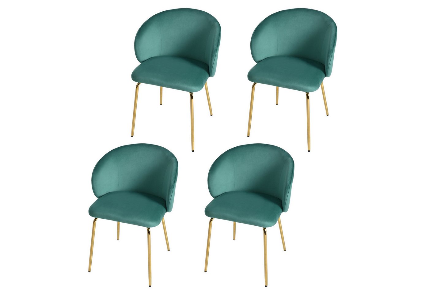 REDOM Esszimmerstuhl Loungesessel,Freizeitstuhl (mit Samtbezug & Armlehnen, Goldene Metallbeine, Ergonomischer Sitzkomfort,Belastbar bis 100 kg, 4 St) von REDOM