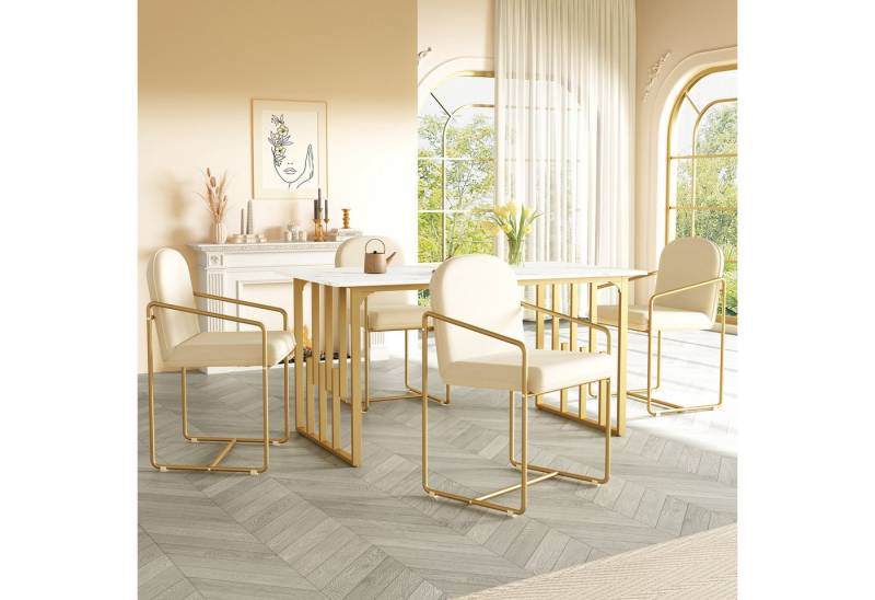 REDOM Esszimmerstuhl Moderner Küchenstuhl Set (4 St), mit goldenen Beinen, Samt, bequemer moderner minimalistischer Stil von REDOM