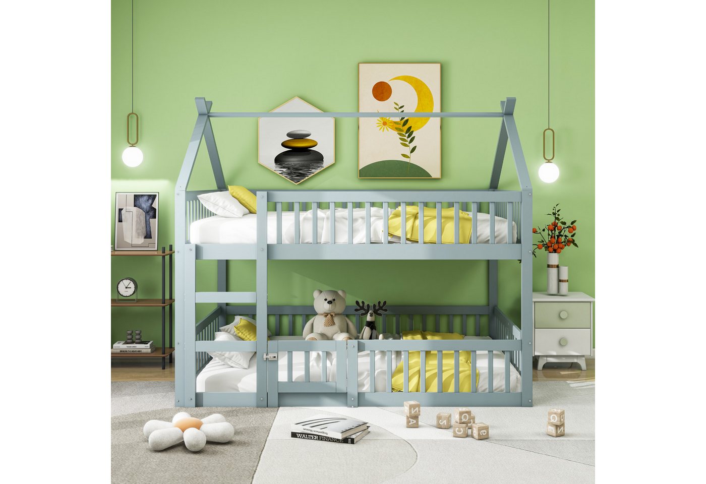 REDOM Etagenbett Jugendbett, Kinderbett mit Treppe, Loft Design (Etagenbett-Rahmen 140x200 cm), ohne Matratze von REDOM