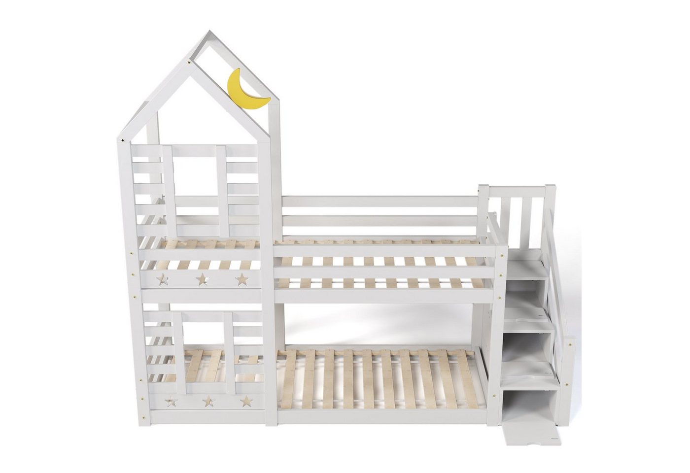 REDOM Etagenbett Kinderbett (Hausbett mit Stauraum unter der Treppe 90x200cm) von REDOM