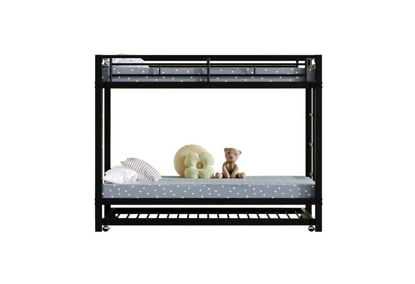 REDOM Etagenbett Metallbett,Kinderbett,ausgestattet mit Ausziehbett, hohe Geländer (robuste Konstruktion 90x200cm), ohne Matratze von REDOM