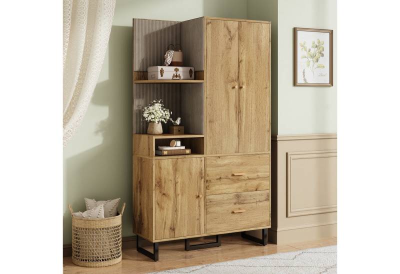 REDOM Garderoben-Set Flurschrank moderner Kompaktgarderobe, (Flurgarderobe, Eingangsschrank, 1-St., 110x186x38 cm), mit Stoffpaneelen, ausziehbarer Kleiderstange, Soft-Close-Türen von REDOM