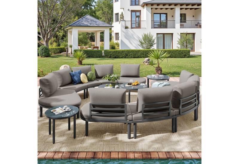 REDOM Gartenlounge-Set Modernes Gartenmöbelset, (4 Couchtische aus gehärtetem Glas, verzinkter Eisenrahmen, ergonomische Polster, verstellbare Füße, modernes Design., 2-tlg), mit Relaxfunktion von REDOM