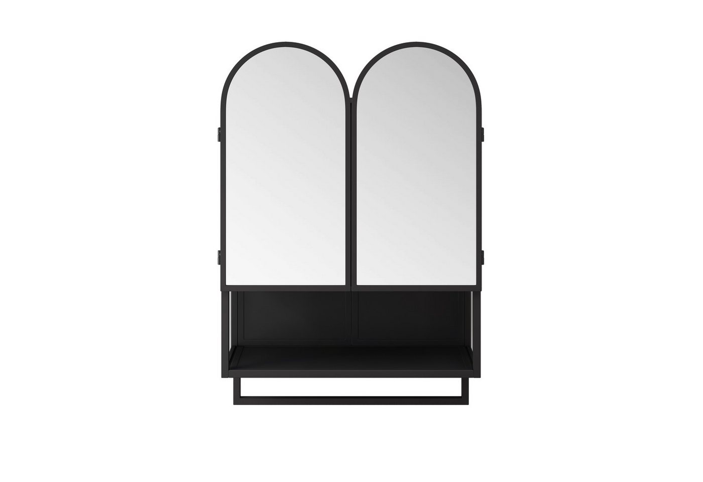 REDOM Hängeschrank Spiegelschrank mit 2 Türen, Wandmontage (mit Doppeltbogen, 2-türiger Medizinschrank, Metallschrank zur Wandmontage, mit offenem Regal und Handtuchhalter, Spiegelschrank mit Stauraum) REDOM Hängeschrank Spiegelschrank mit 2 Türen, Wandmontage (mit Doppeltbogen, 2-türiger Medizinschrank, Metallschrank zur Wandmontage, mit offenem Regal und Handtuchhalter, Spiegelschrank mit Stauraum) von REDOM