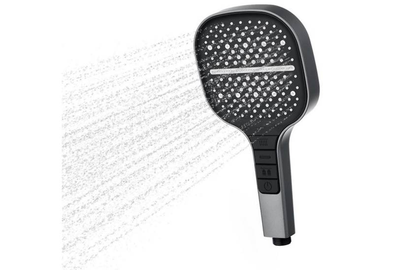 REDOM Handbrause Hochdruck Duschkopf Duschbrause, (Brausekopf große quadratische Duschplatte, Klaviertasten Design, mit 144 Anti-Kalk Silikondüsen), Mit 8 Strahlarten von REDOM
