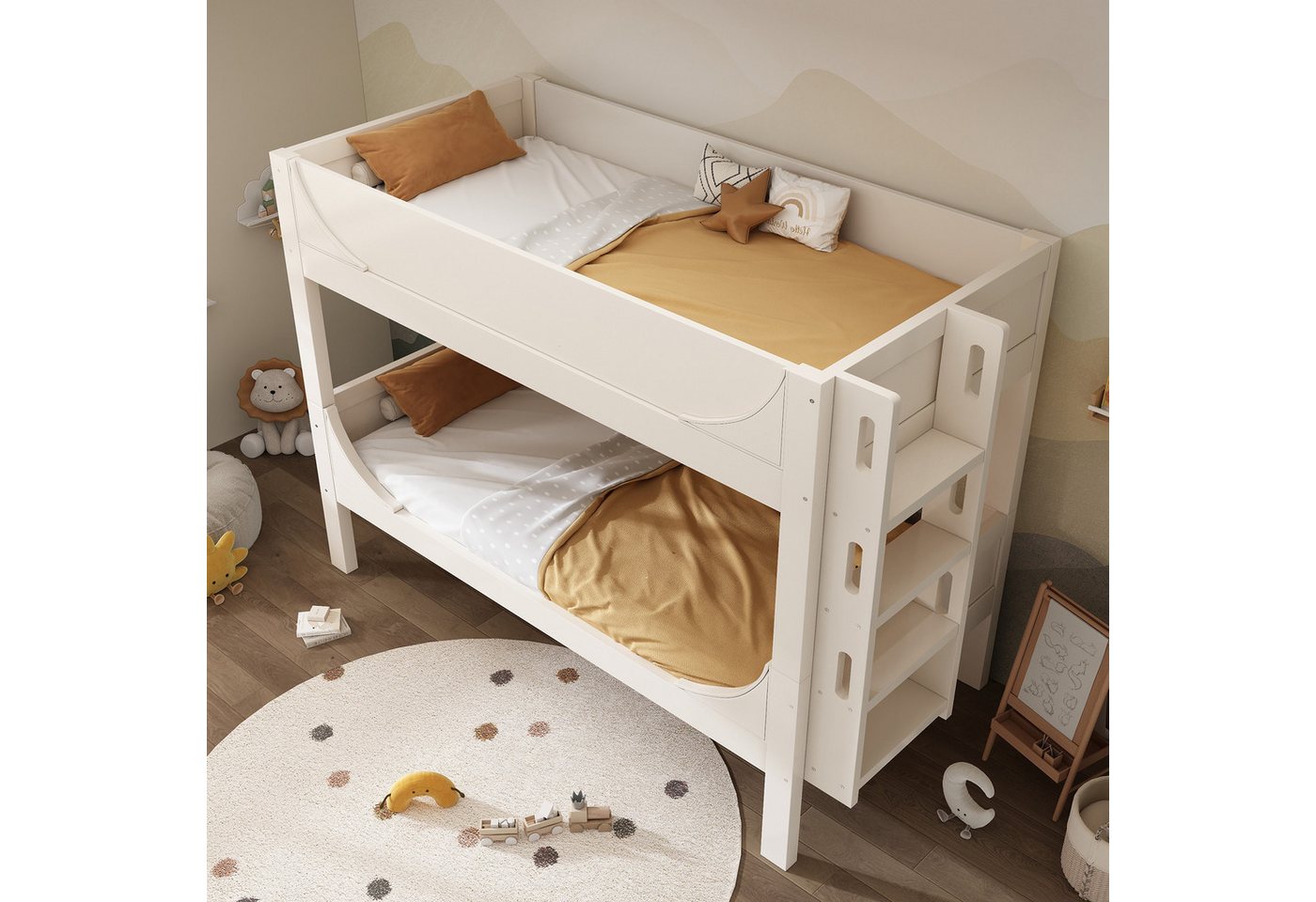 REDOM Hochbett Flexibles Hochbett mit Leiter & Trennfunktion (Kinderbett, Schlittenform-Design, 1-St., tagenbett Kinder 90x200 cm, Ohne Matratze) Platzsparendes Kinderbett von REDOM