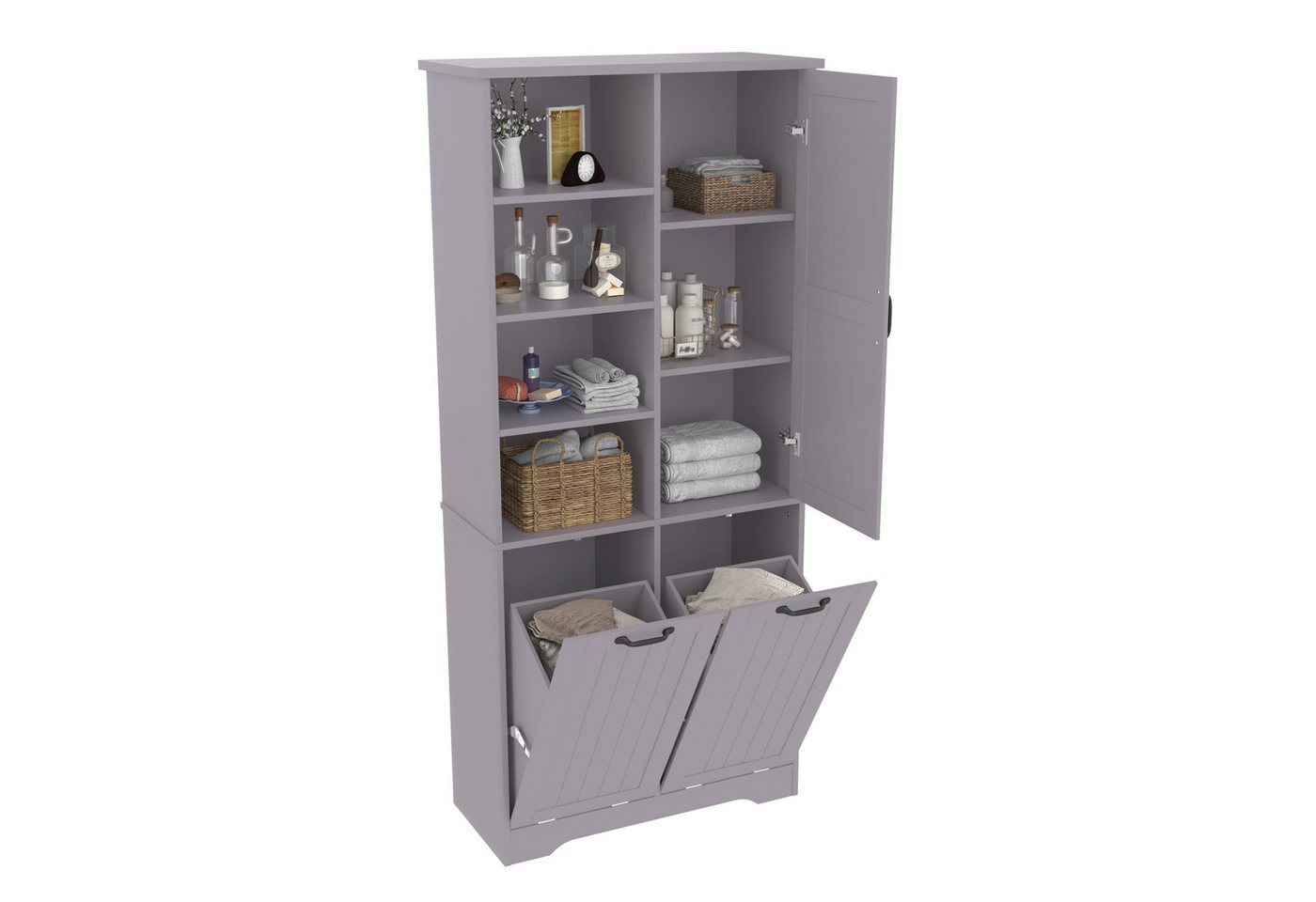 REDOM Hochschrank Badezimmerschrank (mit Feuchtigkeitsbeständigem Lack, Doppeltem Wäschekorb, Verstellbaren Regalen & Viel Stauraum) REDOM Hochschrank Badezimmerschrank (mit Feuchtigkeitsbeständigem Lack, Doppeltem Wäschekorb, Verstellbaren Regalen & Viel Stauraum) von REDOM