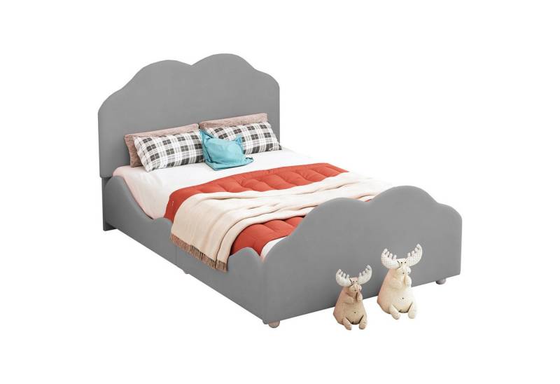 REDOM Kinderbett 90 x 200 cm Einzelbett Gästebett Kinderbett Bett (mit wolkenförmigem Kopf- und Fußteil, hohes Geländer-Kinderbettgestell), Ohne Matratze von REDOM