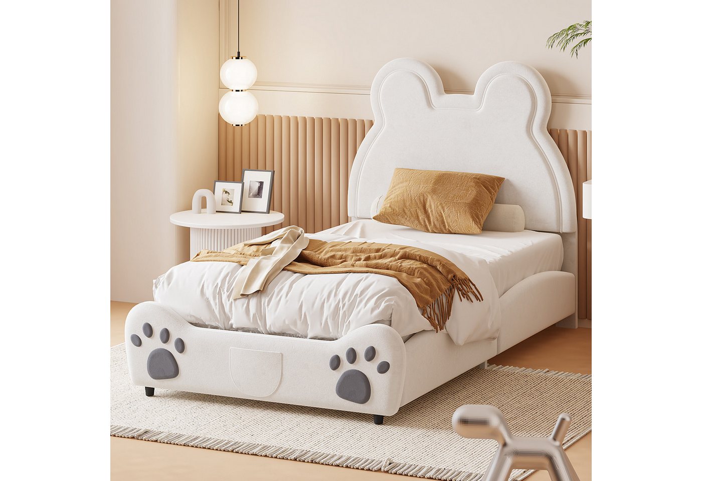 REDOM Kinderbett Bärenform. Einzelbett aus hautfreundlichem Velours (Polsterbett, 90 x 200 cm), ohne Matratze von REDOM