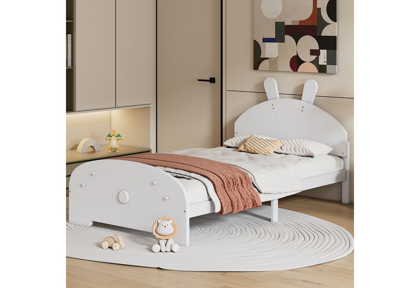 REDOM Kinderbett Einzelbett, Flachbett, Bett in Hasenform (90*200cm), ohne Matratze von REDOM