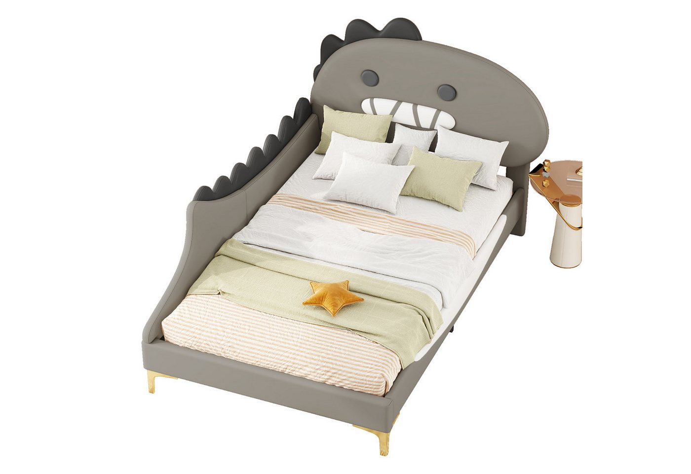 REDOM Kinderbett Flachbett, kunstleder Material (Cartoon Dinosaurier Form, kunstleder Material 90*200cm), ohne Matratze von REDOM