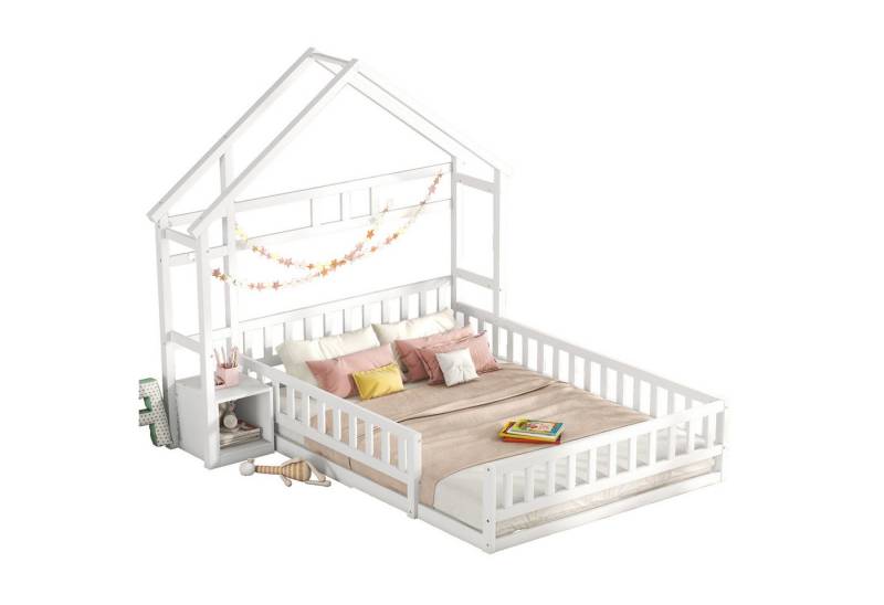REDOM Kinderbett Funktionsbett Doppelbett (aus Massivholz mit Nachttisch und Sicherheitsgeländer 140x190 cm, perfekt für Spielzimmer & Kinderzimmer), ohne Matratze von REDOM