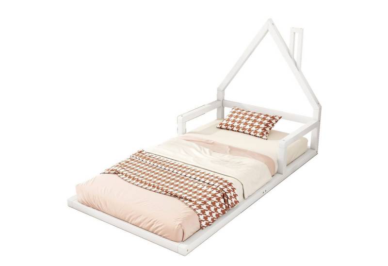 REDOM Kinderbett Hausbett Flachbett, Hausform, Kiefer massiv (Hausform, Kiefer massiv, einfache Form, 90x200 cm), ohne Matratze von REDOM