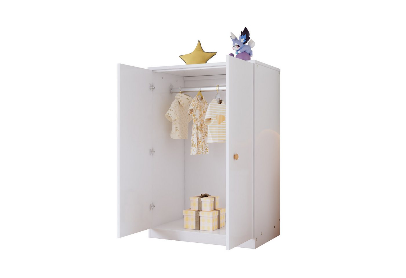 REDOM Kinderbett Kompakter Kleiderschrank mit Stange (Kompakter Kleiderschrank mit Stange, 2 Türen, 80 x 50 x 120 cm) von REDOM