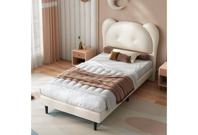 REDOM Kinderbett mit Tierkopfteil, Robuste Lattenroste & Eisenrahmen (Polsterbett mit Pflegeleichtem kunstleder, Einzelbett 90x200cm), Inklusive Matratze von REDOM