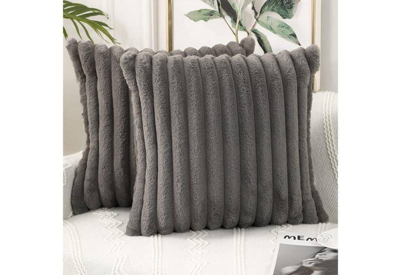 REDOM Kissenbezüge 2er Set Plüsch Kissenhülle Kopfkissenbezug, (2 Stück), 45x45cm doppelseitige Sofakissen mit verdecktem Reißverschluss von REDOM