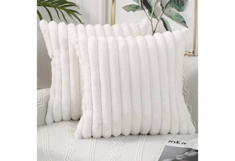 REDOM Kissenbezüge 2er Set Plüsch Kissenhülle Kopfkissenbezug, (2 Stück), 45x45cm doppelseitige Sofakissen mit verdecktem Reißverschluss von REDOM
