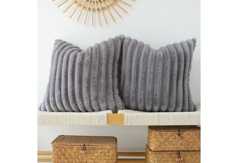 REDOM Kissenbezüge 2er Set Plüsch Kissenhülle Kopfkissenbezug, (2 Stück), 45x45cm doppelseitige Sofakissen mit verdecktem Reißverschluss von REDOM