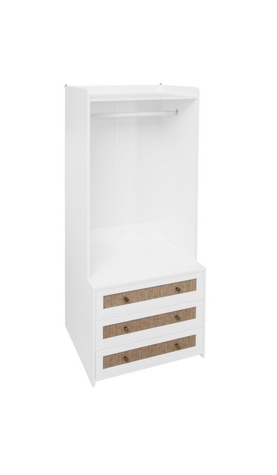REDOM Kleiderschrank Eleganter Garderobenschrank mit doppelflügeligen Türen (180 cm hoch mit 3 Schubladen & Rattanfronten, für Flur & Schlafzimmer) von REDOM