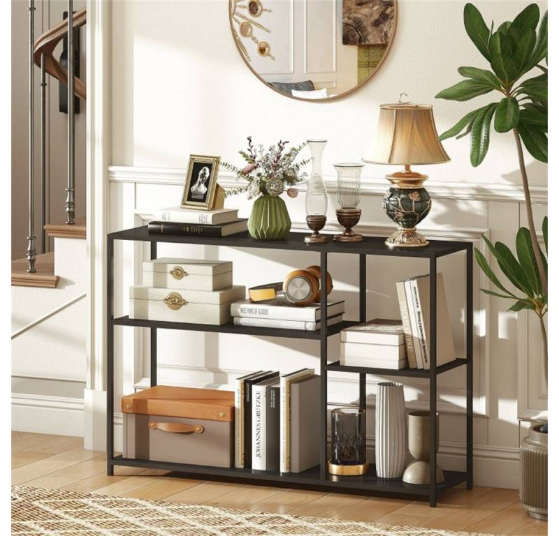 REDOM Konsolentisch Kompakter Flurtisch Beistelltisch (mit 4 Ablagen – stabiler Stahlrahmen & Anti‑Kipp-Schutz., 1-St., 110B x 30T x 75H cm) von REDOM