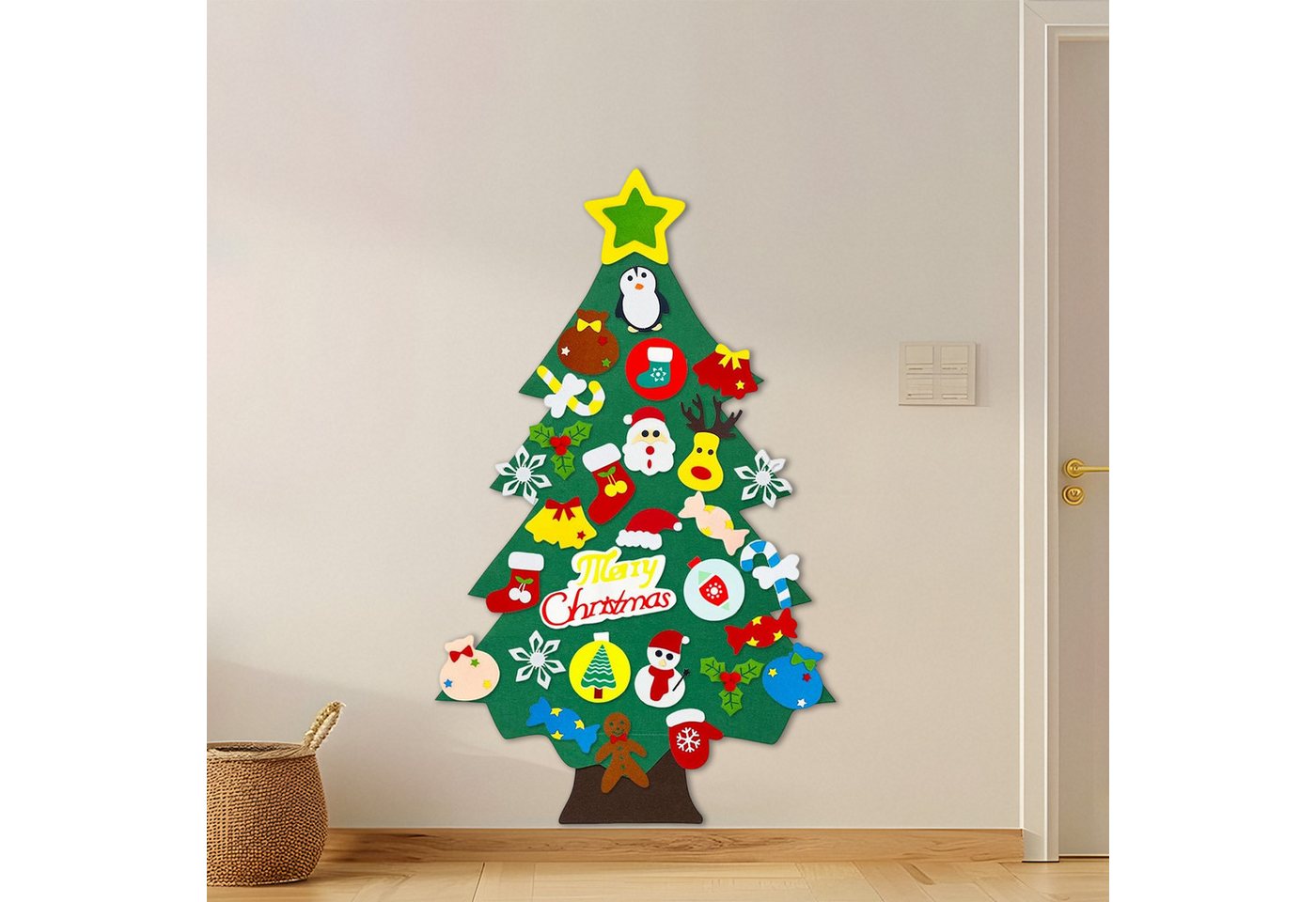 REDOM Künstlicher Weihnachtsbaum Filz-Weihnachtsbaum DIY Weihnachtsdeko Wandbehang Lernspielzeug, mit austauschbaren Filzornamenten, wiederverwendbar Lernspiel REDOM Künstlicher Weihnachtsbaum Filz-Weihnachtsbaum DIY Weihnachtsdeko Wandbehang Lernspielzeug, mit austauschbaren Filzornamenten, wiederverwendbar Lernspiel von REDOM