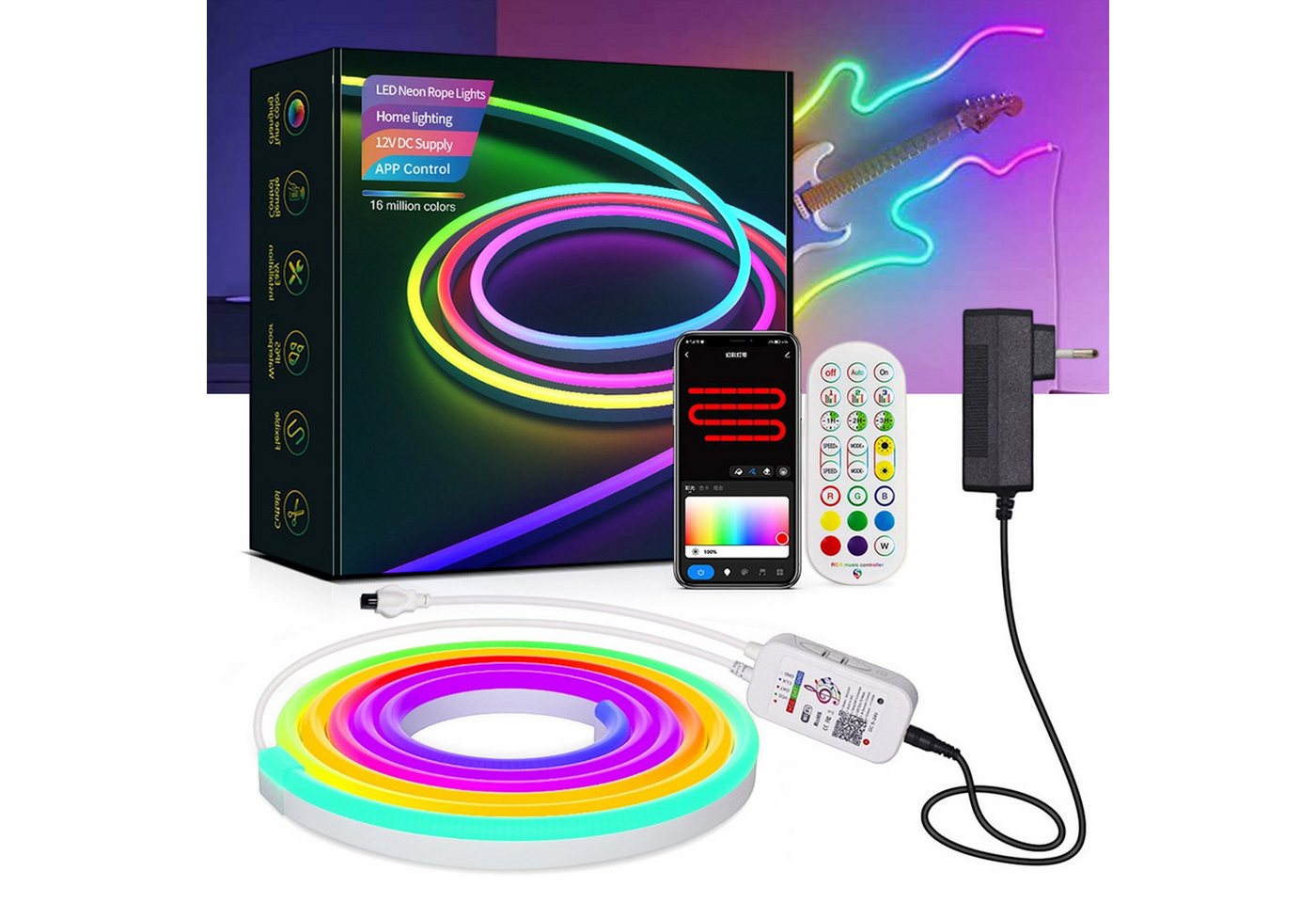 REDOM LED Stripe LED Lichterkette 5m RGB Streifenbeleuchtung mit WiFi Musiksteuerung, WLAN-Controller Musik-Sync DIY-Modus für Innen und Außen Deko von REDOM