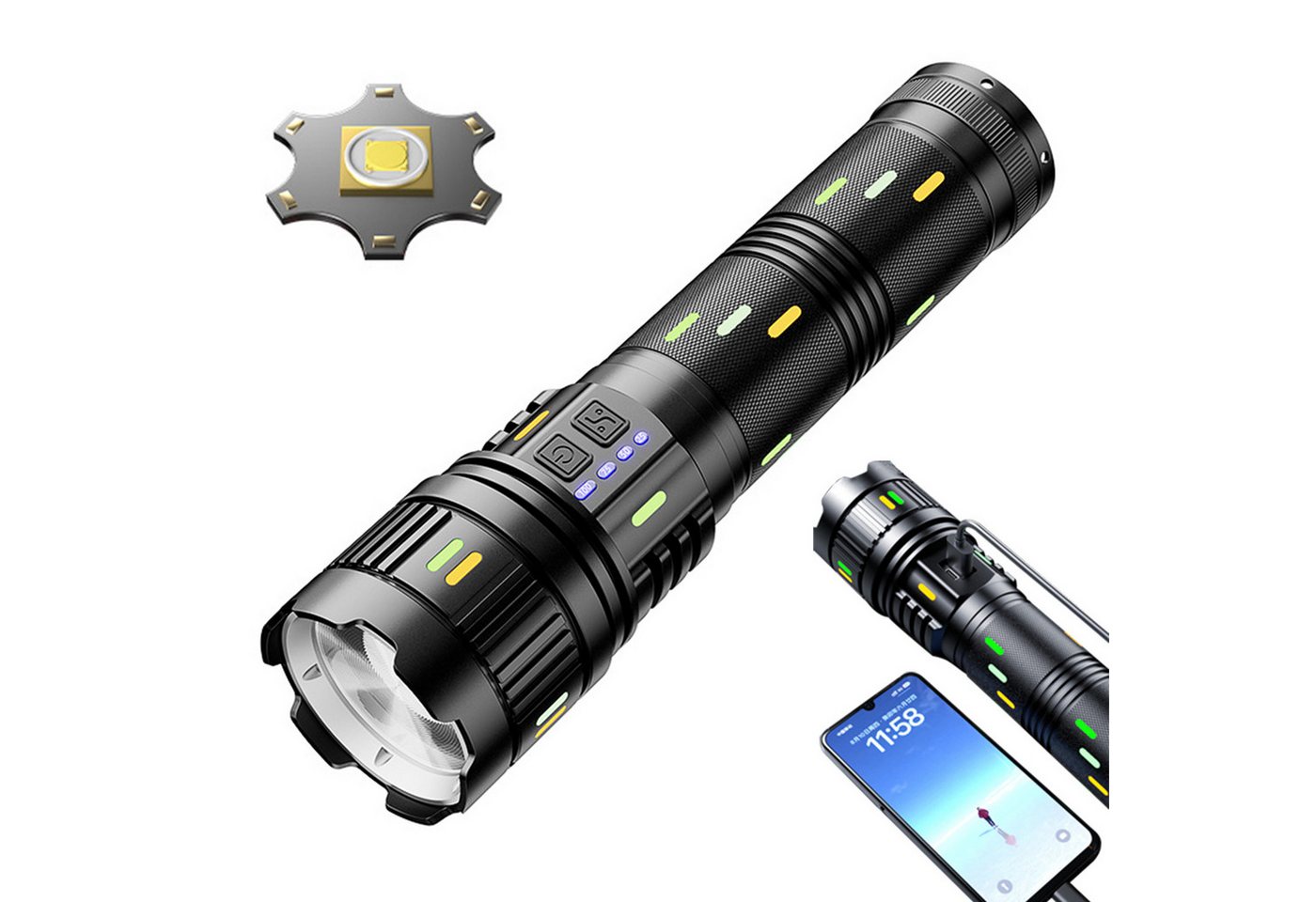 REDOM LED Taschenlampe Campinglampe Handlampe Outdoor-Leuchte dimmbar wetterfest (mit 4x181350A Lithiumbatterie LCD Anzeige Aluminium Gehäuse, 1-St., mit 7 Lichtmodi USB Aufladbar IPX67 Wasserdicht), ideal für Camping Notfälle usw. REDOM LED Taschenlampe Campinglampe Handlampe Outdoor-Leuchte dimmbar wetterfest (mit 4x181350A Lithiumbatterie LCD Anzeige Aluminium Gehäuse, 1-St., mit 7 Lichtmodi USB Aufladbar IPX67 Wasserdicht), ideal für Camping Notfälle usw. von REDOM