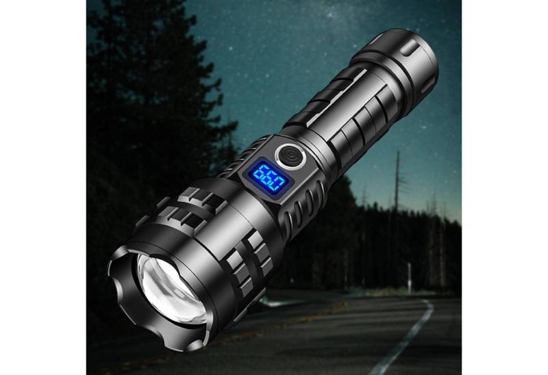 REDOM LED Taschenlampe Superhelle Zoom Handlampe Camping Notfalllampe taktische Leuchte (5 Modi Powerbank-Funktion Zoombar mit Fokus IPX67 Wasserdicht, 1-St., 5000-Lithiumbatterie Batteriebetrieben Typ-C Ladefunktion LCD Anzeige), Powerbank Camping Wandern Outdoor Notfälle Abenteuerurlaub Bergsteigen von REDOM