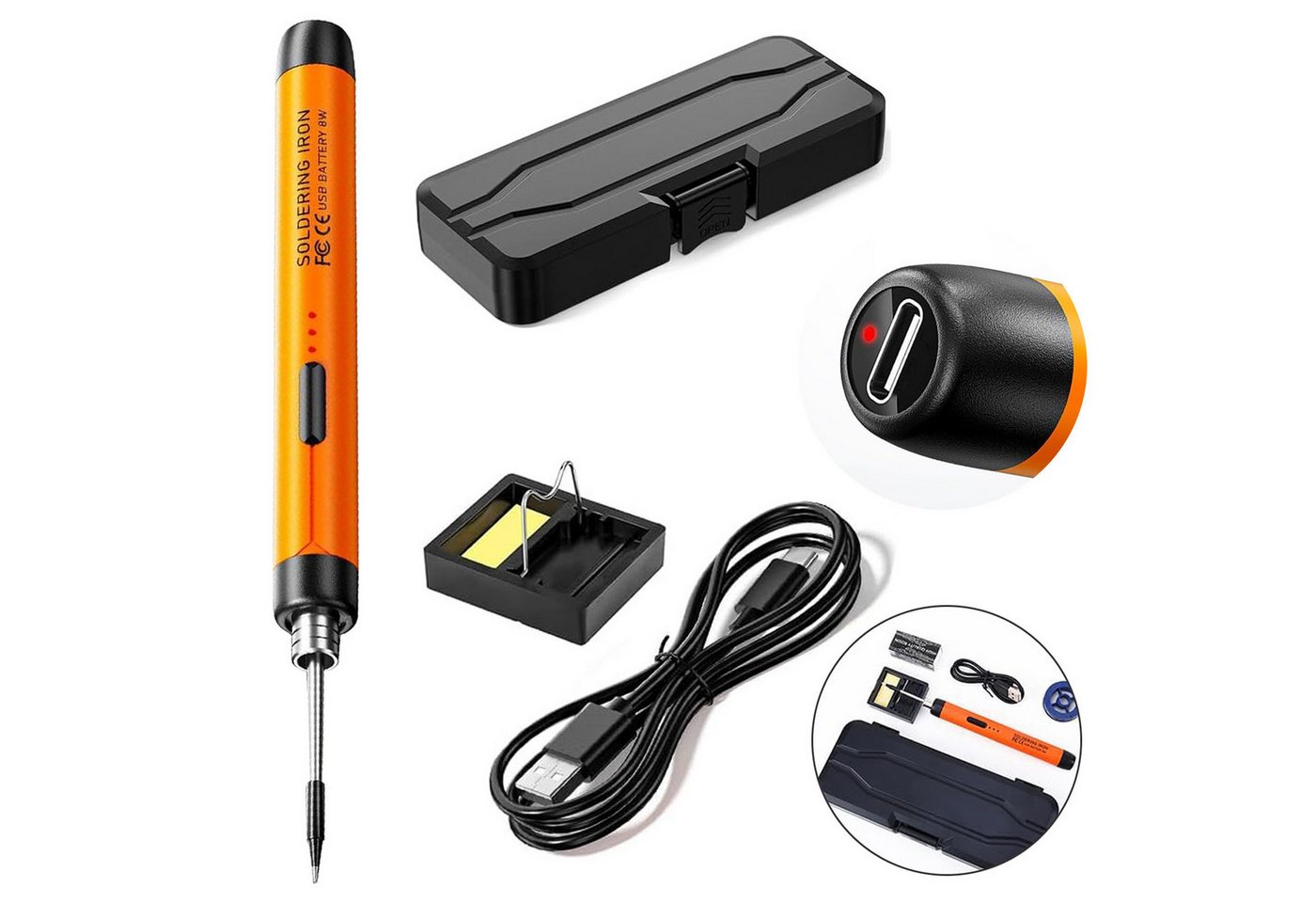 REDOM Lötkolben Kabelloses USB-Lötkolben-Set Elektrischer Präzisionslötkolben, max. 450 °C, Tragbares USB Lötkolben mit Lötzinn Halter Schwamm und Werkzeugkasten, 1-tlg., Lötkolben Temperatur Einstellbar 300℃-450℃ Elektronik DIY Reparaturen, Elektronik Reparaturwerkzeuge mit Temperaturregelung Anfänger Profis REDOM Lötkolben Kabelloses USB-Lötkolben-Set Elektrischer Präzisionslötkolben, max. 450 °C, Tragbares USB Lötkolben mit Lötzinn Halter Schwamm und Werkzeugkasten, 1-tlg., Lötkolben Temperatur Einstellbar 300℃-450℃ Elektronik DIY Reparaturen, Elektronik Reparaturwerkzeuge mit Temperaturregelung Anfänger Profis von REDOM