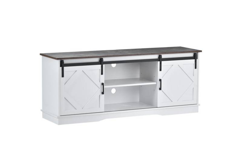 REDOM Lowboard TV-Bank mit Scheunentoren (Fernsehschrank, Höhenverstellbares Regal), für Fernseher bis 80 kg von REDOM