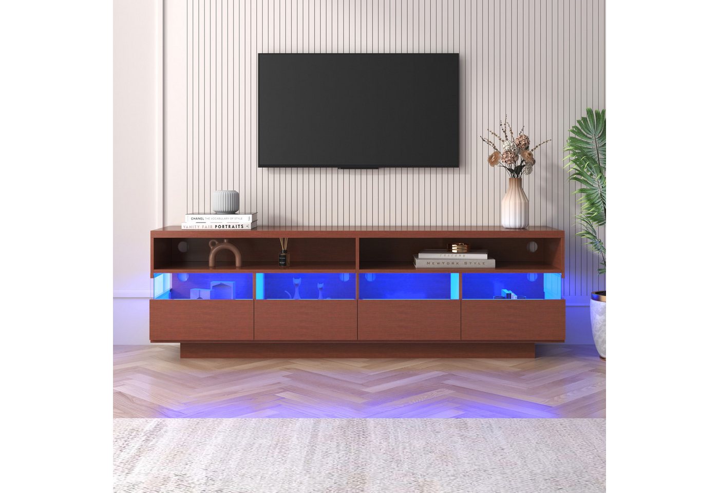 REDOM Lowboard TV-Schrank (Breite: 173,5cm), TV-Ständer hochglanz mit LED von REDOM