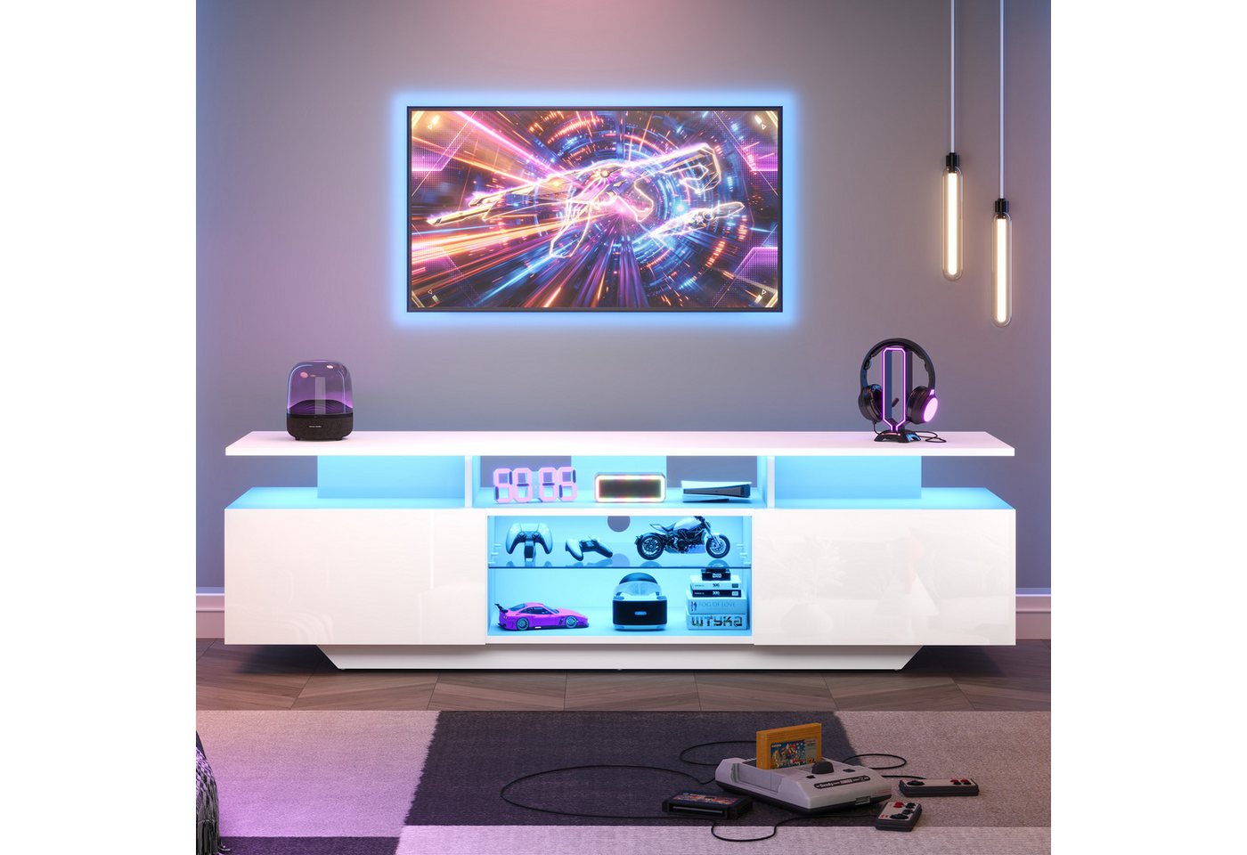 REDOM Lowboard Fernsehschrank TV-Schrank (TV-Panel aus MDF mit LED-App-Steuerung, 1 St., Hochglanz, 160*40*45cm), mit stabile Standbasis, für 70-Zoll-Fernseher von REDOM