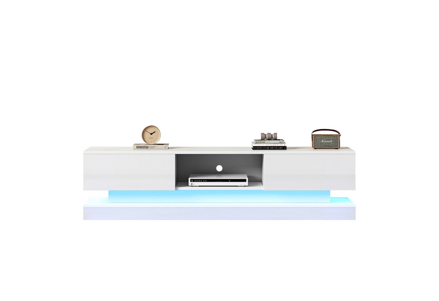 REDOM Lowboard TV-Schrank Hochglanz mit (TV-Schrank hochglanz, TV-Board, 1 St., Breite:160cm), mit LED-Beleuchtung, 2 Schubladen, App-Steuerung, Anti-Kipp-Design von REDOM