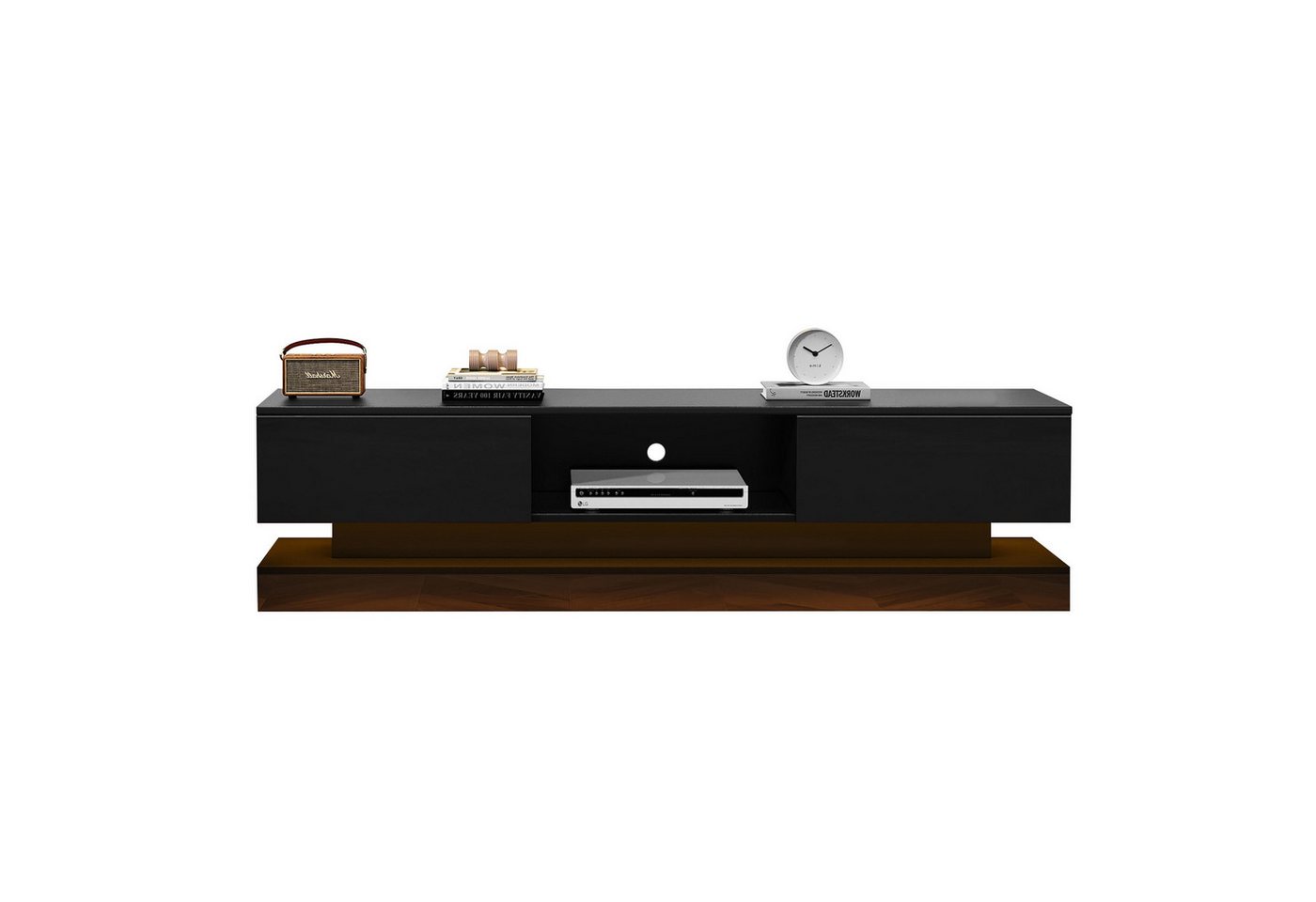 REDOM Lowboard TV-Schrank Hochglanz mit (TV-Schrank hochglanz, TV-Board, 1 St., Breite:160cm), mit LED-Beleuchtung, 2 Schubladen, App-Steuerung, Anti-Kipp-Design von REDOM