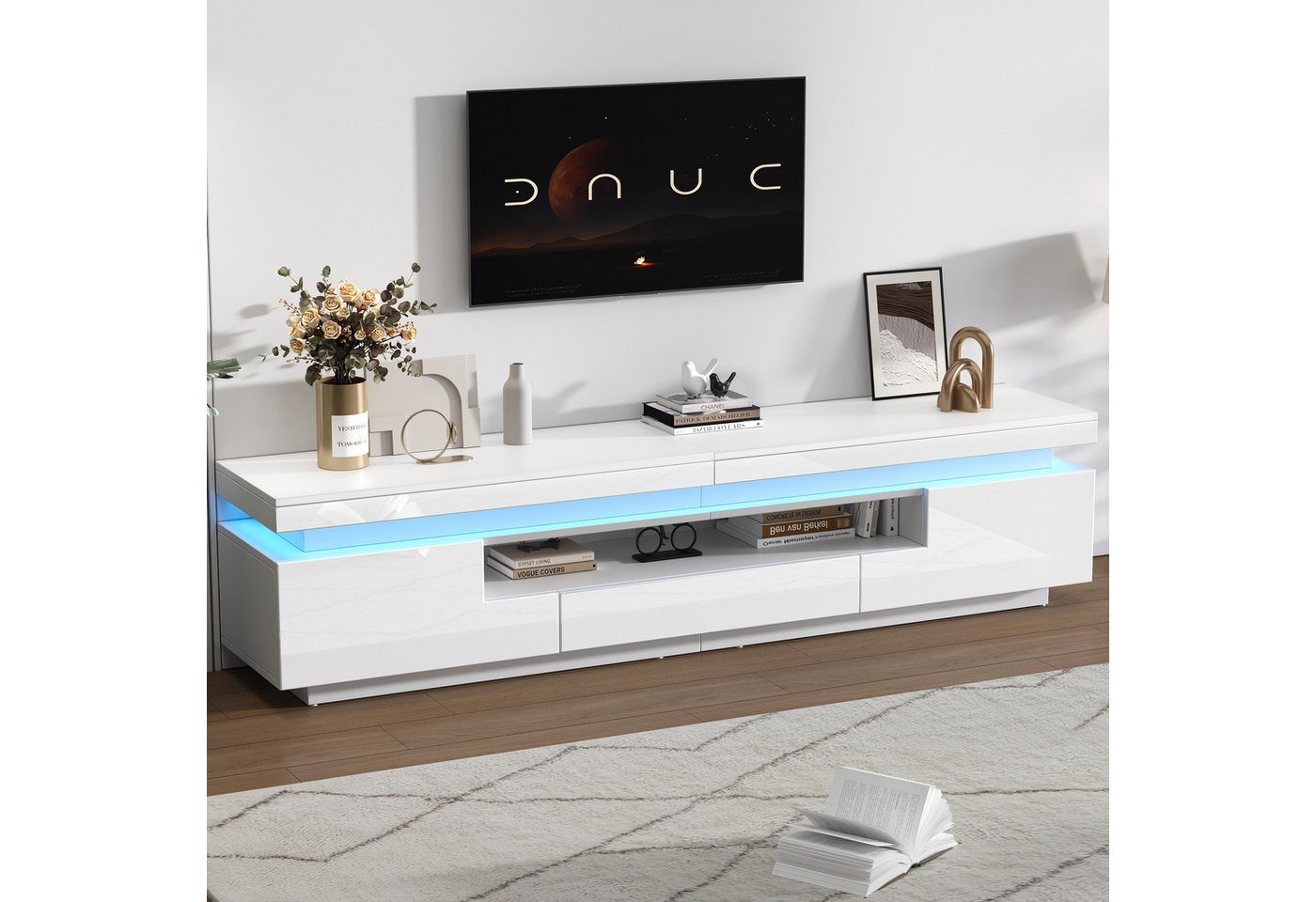 REDOM Lowboard Wohnzimmer TV-Ständer TV-Schrank (Wohnzimmerschrank, Fernsehschrank, 1 St., mit 2 L-förmigen Schränken und 1 Schublade), mit LED-Beleuchtung von REDOM