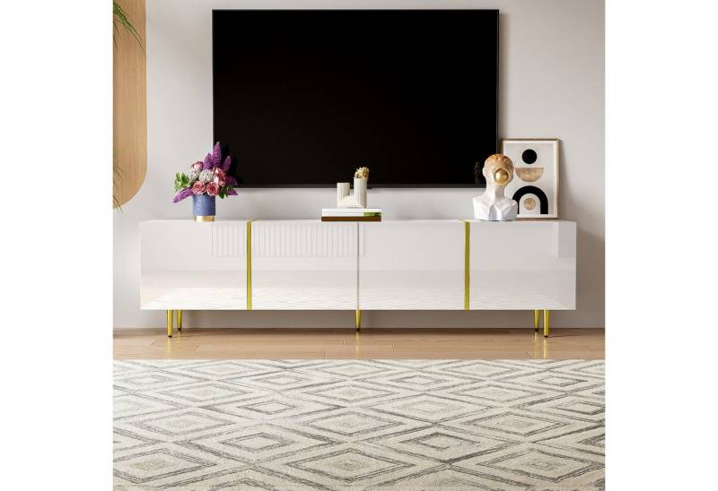 REDOM Lowboard Wohnzimmerschrank TV-Schrank mit 4 Türen (Fernsehtisch,TV-Ständer mit Soft-Close-Scharniere, 1 St., viel Stauraum), mit Hochglanz-Oberfläche, Pflegeleichte von REDOM