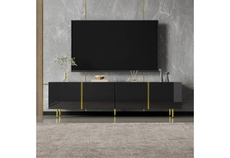 REDOM Lowboard Wohnzimmerschrank TV-Schrank mit 4 Türen (Fernsehtisch,TV-Ständer mit Soft-Close-Scharniere, 1 St., viel Stauraum), mit Hochglanz-Oberfläche, Pflegeleichte von REDOM